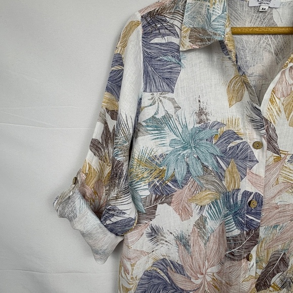 ROSEMARINE Women Linen ButtonUp Shirt Tunic Sz M Beachy Coastal Breathable Italy - Picture 3 of 13
